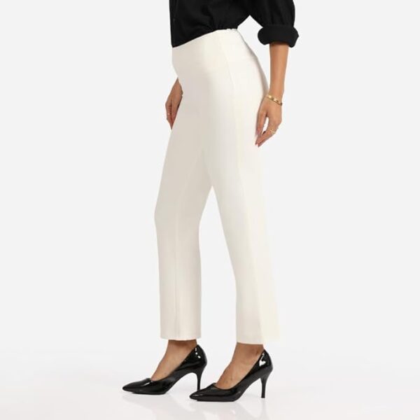 BlissClub Ultimate Straight Pants Trousers for Women with High Waist, Formal Pant for Women Office Wear with Wide Waistband - Image 4