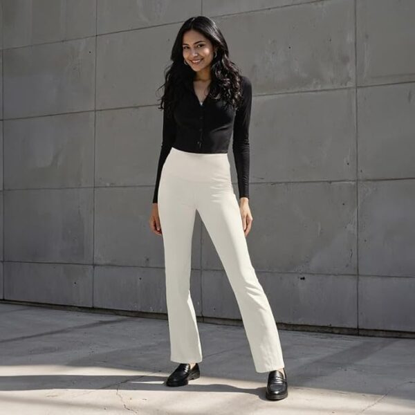 BlissClub Ultimate Straight Pants Trousers for Women with High Waist, Formal Pant for Women Office Wear with Wide Waistband - Image 2