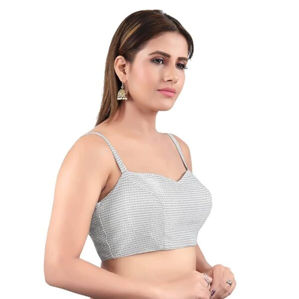 Muhenera Women's Shimmer Sleeveless Saree Blouse - SP-01_Black - Image 3