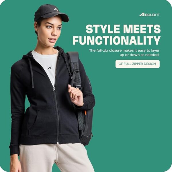 Boldfit Cotton Blend Hoodie for Women Winter Wear for Women Stylish Winter Jacket for Women Stylish Sweater for Women Winter Wear Sweatshirts for Women Stylish Thermal Zipper Winter Tops - Image 3