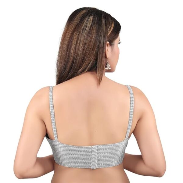 Muhenera Women's Shimmer Sleeveless Saree Blouse - SP-01_Black - Image 2