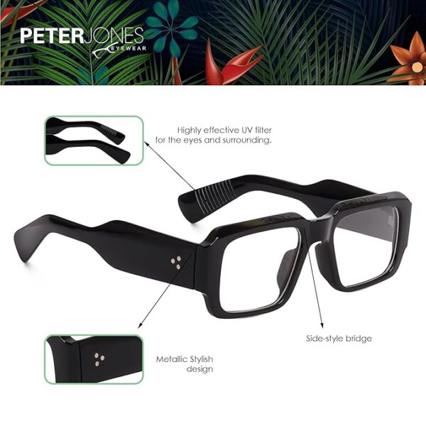 Peter Jones Rectangular Unisex Large Blue Light Blocking UV Protected Computer/Gaming Glasses (3766F) - Image 3